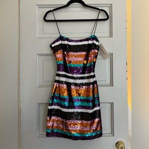 LIKELY sequin stripe mini dress NWT